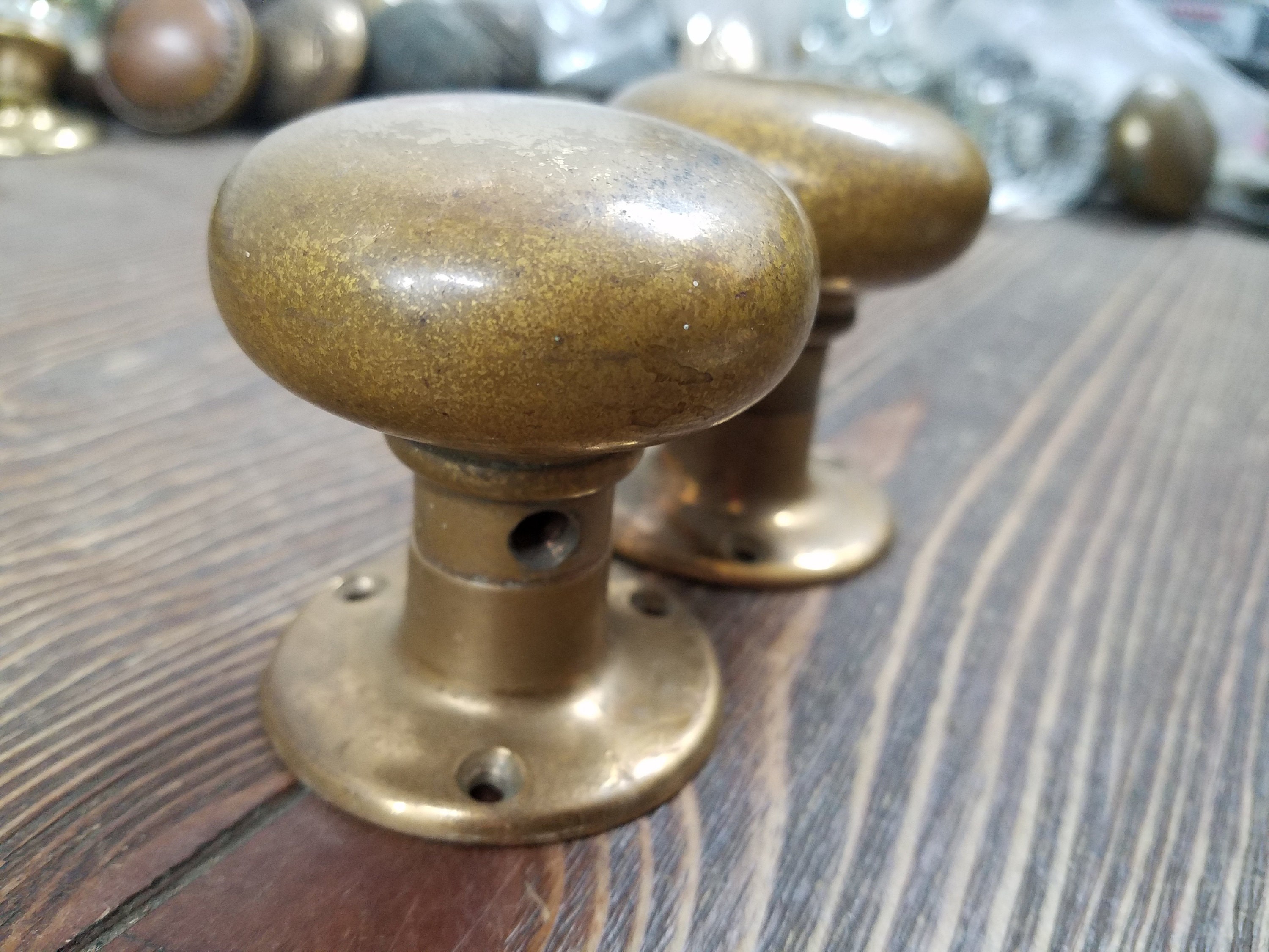Antique Dummy Door Knobs Cast Bronze Plain Yale Knobs on Cast Etsy