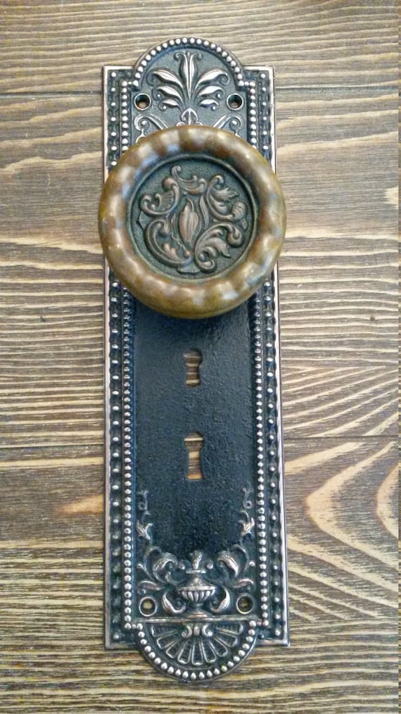 per pair//set BRASS Eastlake Patina /"Eulalia/" by Reading 1880 Door Knobs