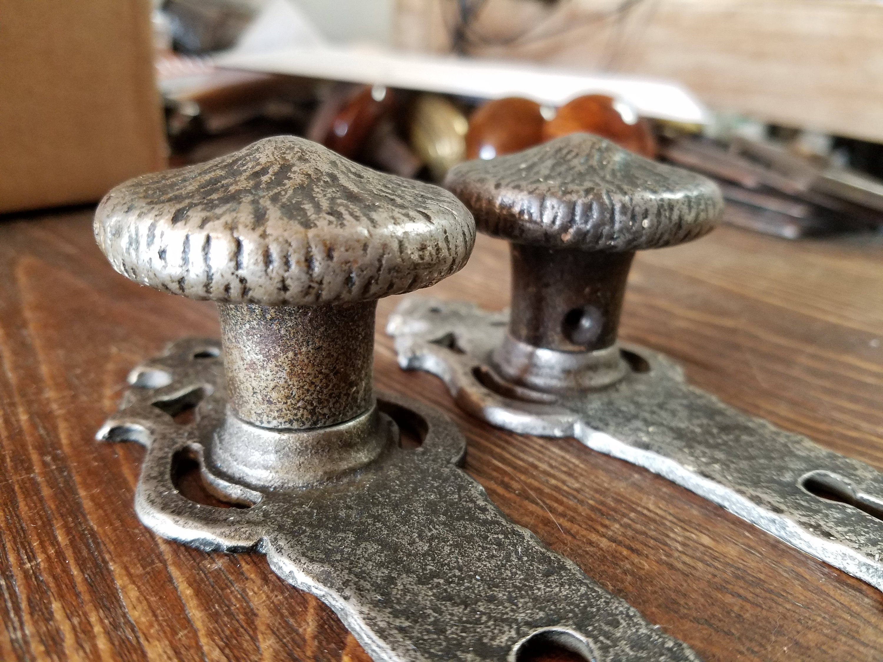 Antique Dummy Door Knobs Cast Iron Gothic Revival Hammered Etsy