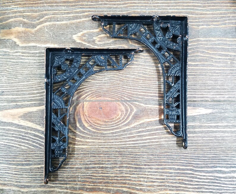 Antique Shelf Brackets Cast Iron Eastlake Era Set of 2 Each Etsy