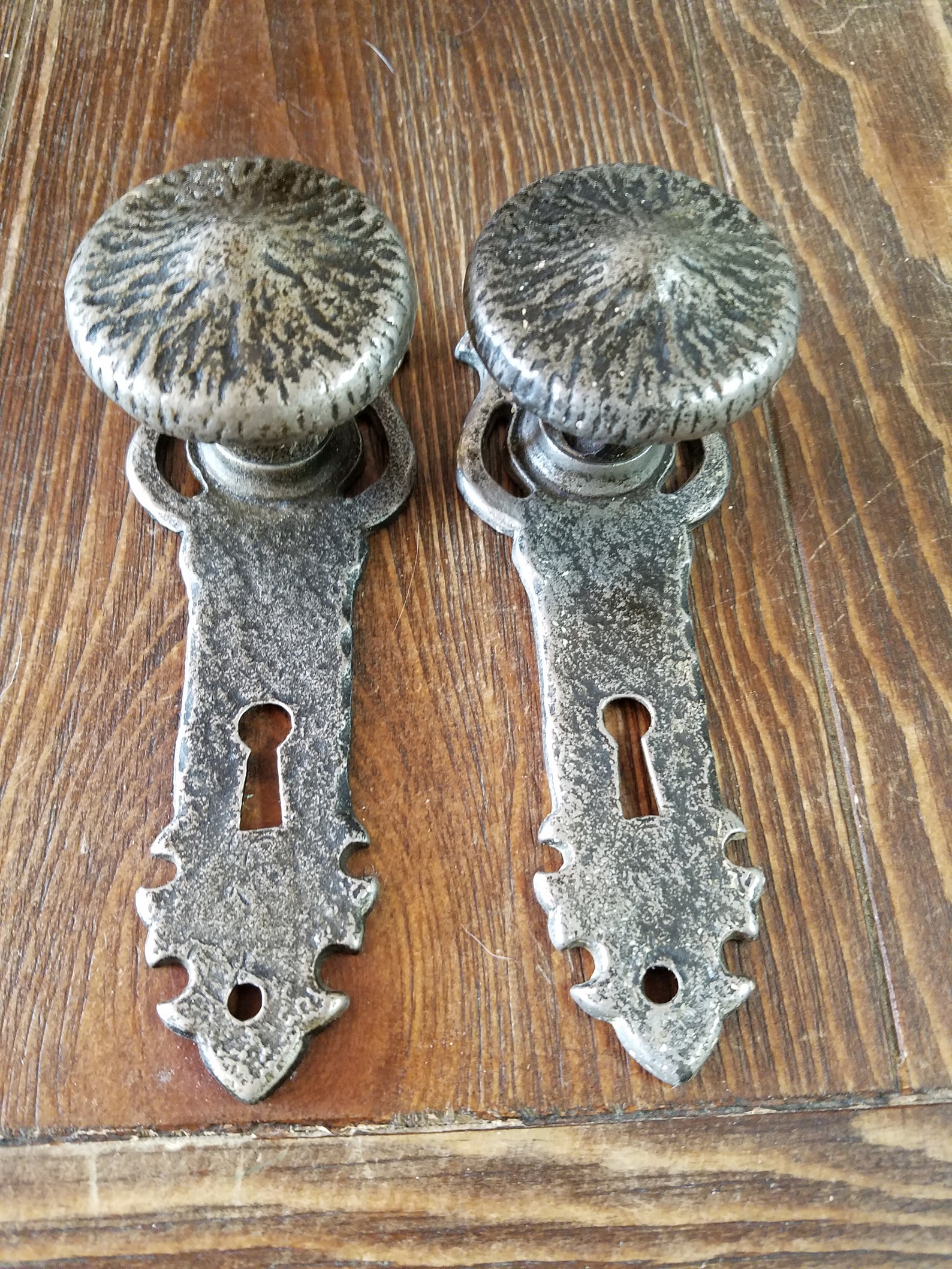 Antique Dummy Door Knobs Cast Iron Gothic Revival Hammered Etsy
