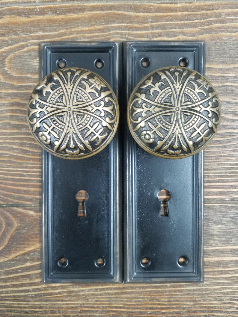 Door Knobs Antique Dummy Door Knobs Cast Bronze Eastlake Era Etsy