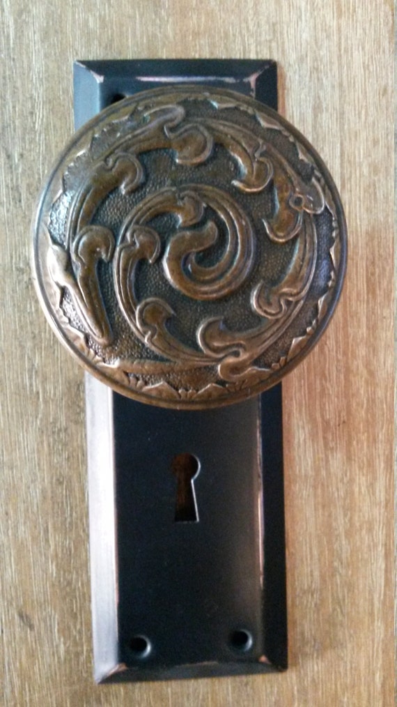 Antique Dummy Door Knob Cast Bronze Guerney Tilden Entry Size On Portland Style Plate Ca 1890