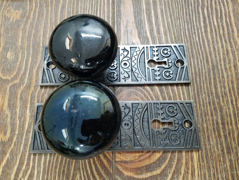 Antique Dummy Door Knobs Chicago Jet Black Porcelain on Tall Etsy