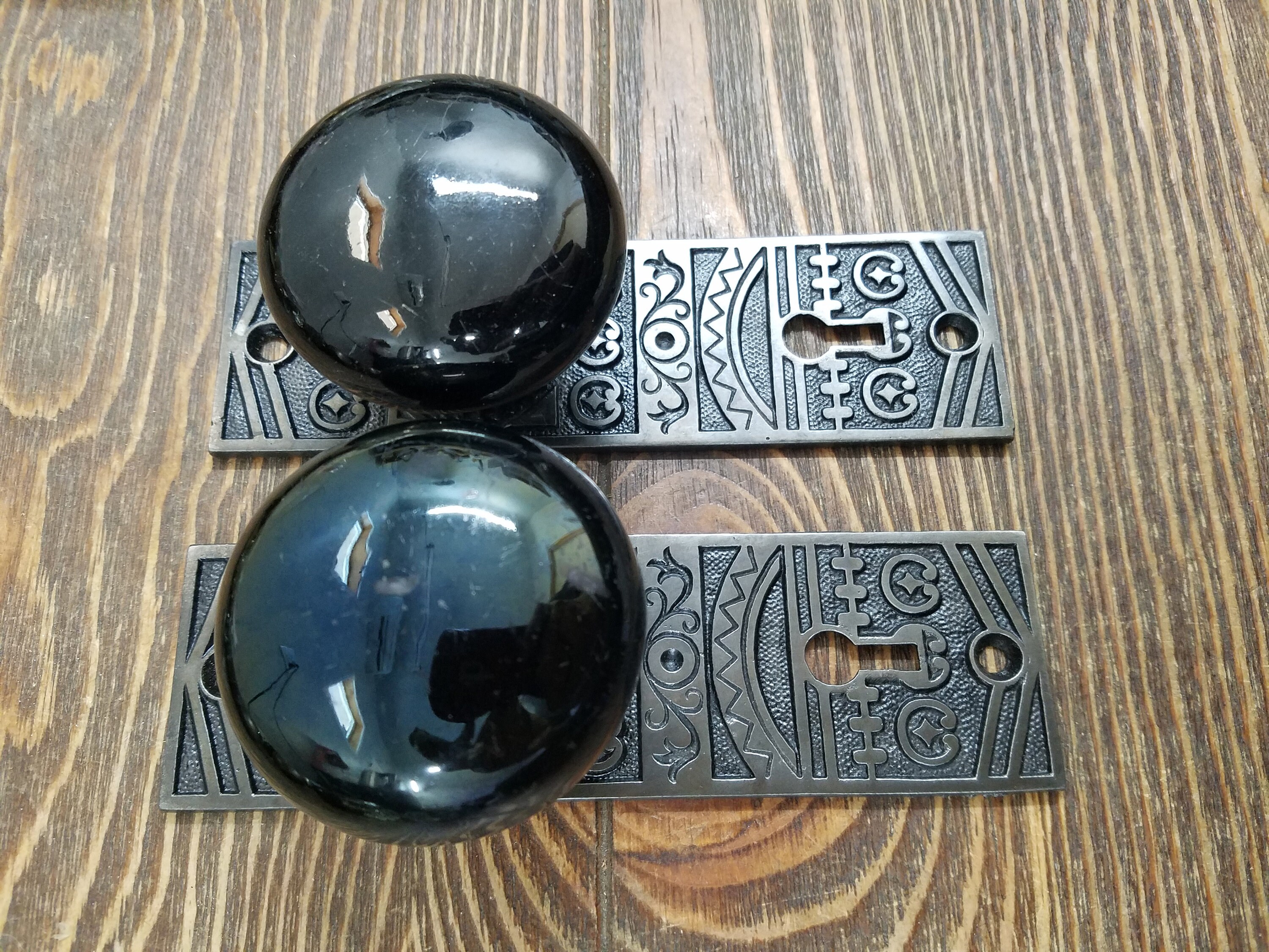 Antique Dummy Door Knobs Chicago Jet Black Porcelain on Tall Etsy