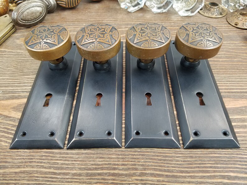Dummy Door Knobs Antique Wrought Bronze Eastlake Era Fourfold Etsy