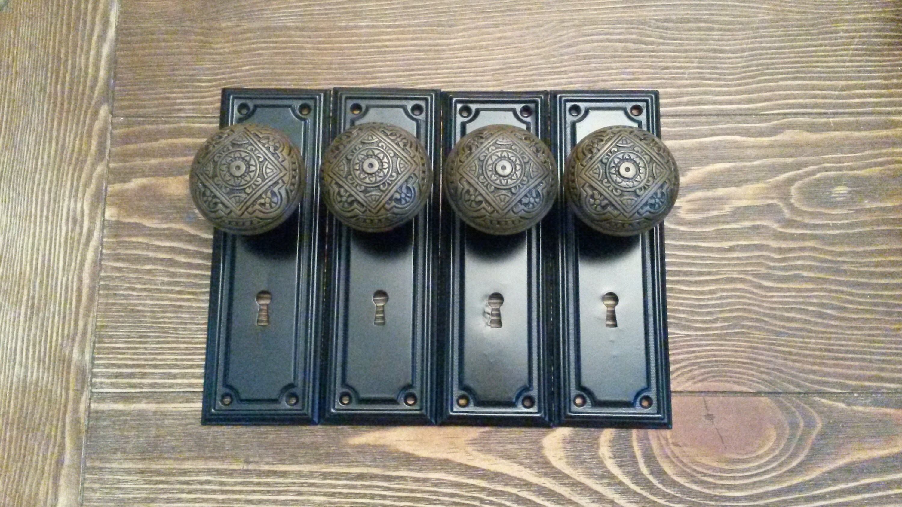 Antique Dummy Door Knobs Cast Bronze Eastlake Corbin Fourfold Design On Corbin Victor Door Plates Set Of 4 Each Ca 1885