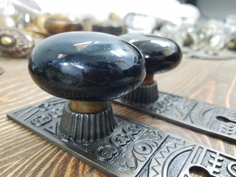 Antique Dummy Door Knobs Chicago Jet Black Porcelain on Tall Etsy