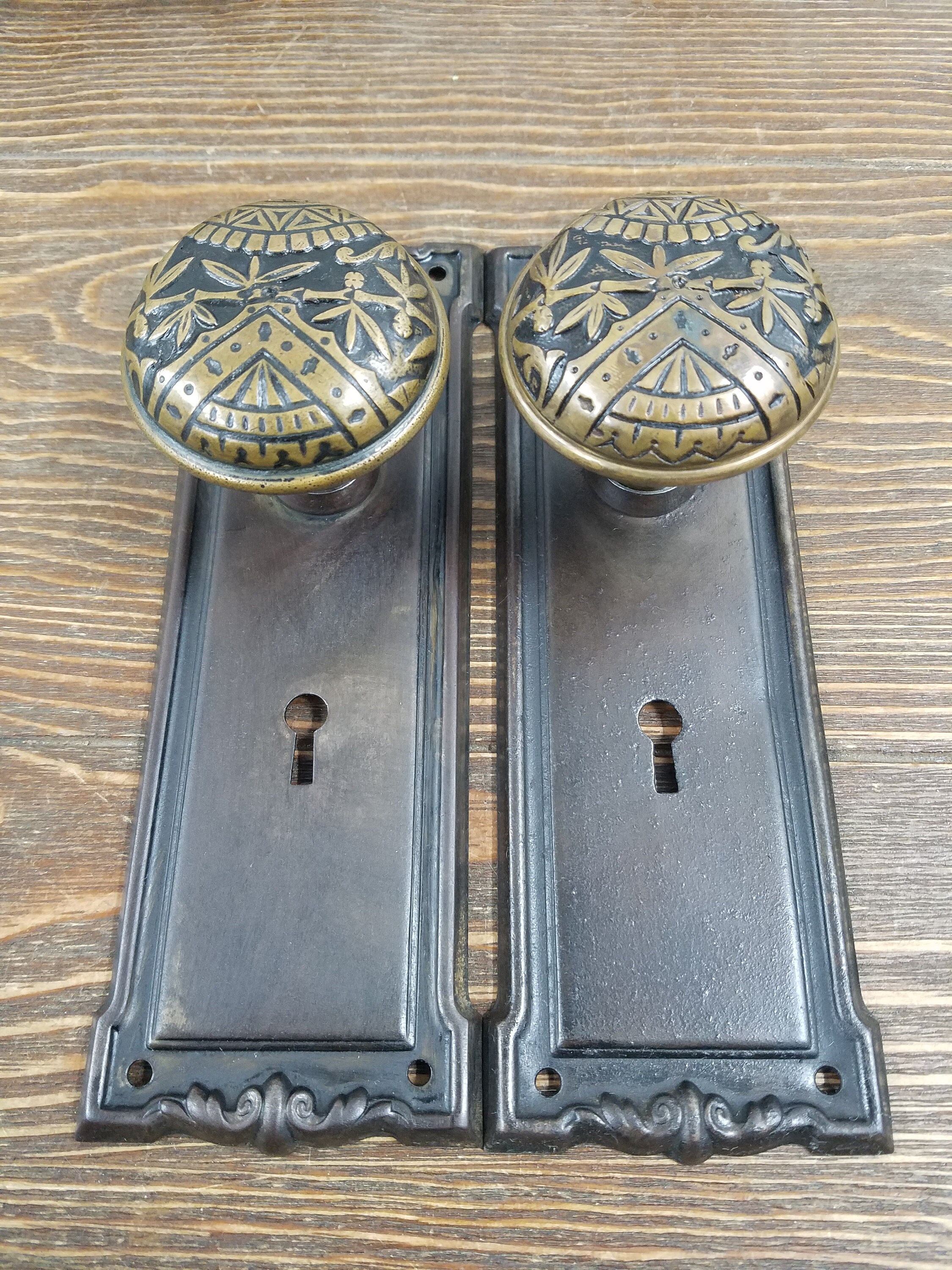 Antique Dummy Door Knobs Cast Bronze Eastlake Branford Etsy