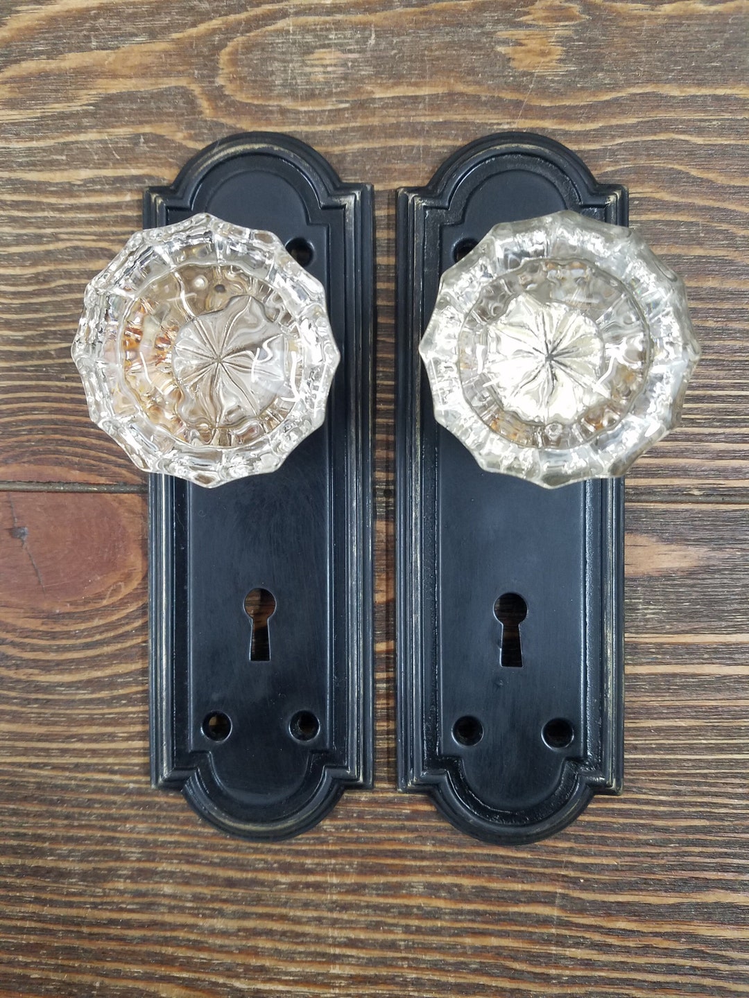 Antique Dummy Door Knobs Fluted Glass Knobs on Wrought Steel Etsy