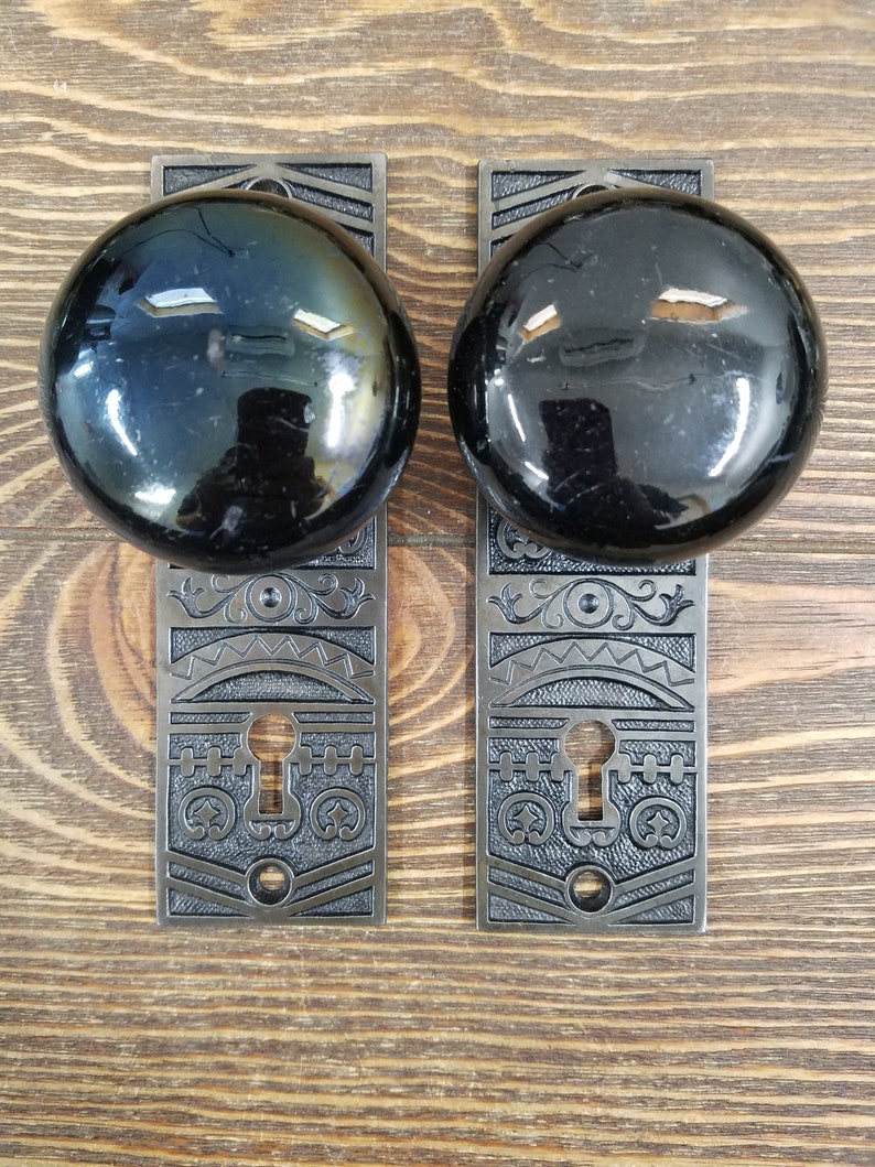 Antique Dummy Door Knobs Chicago Jet Black Porcelain on Tall Etsy