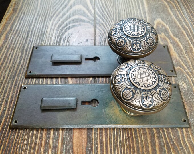 Antique Dummy Door Knobs Cast Bronze Eastlake Nashua Egyptian Etsy