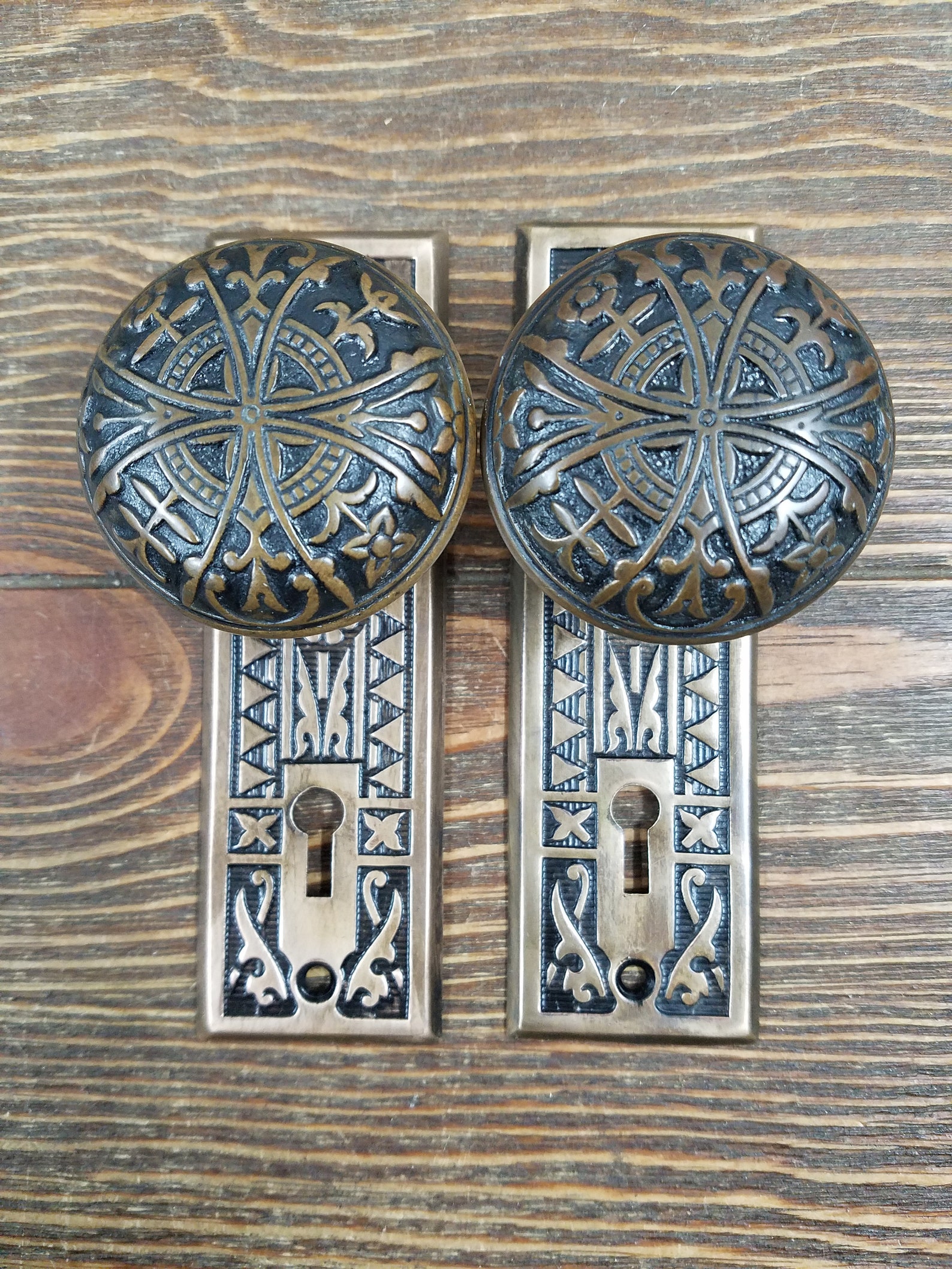 Antique Dummy Door Knobs Cast Bronze Lockwood Fourfold Etsy