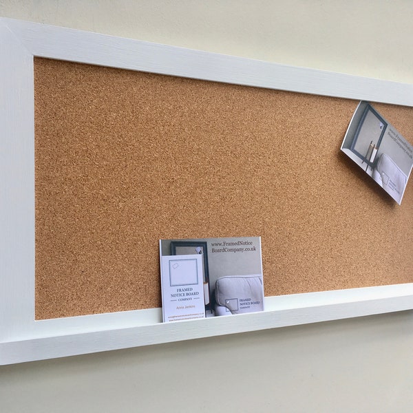 Large Cork Pinboard with Shelf | White Noticeboard | Kitchen Wall Memo Board | Hallway Organisation | Home Office Decor | Family Organiser