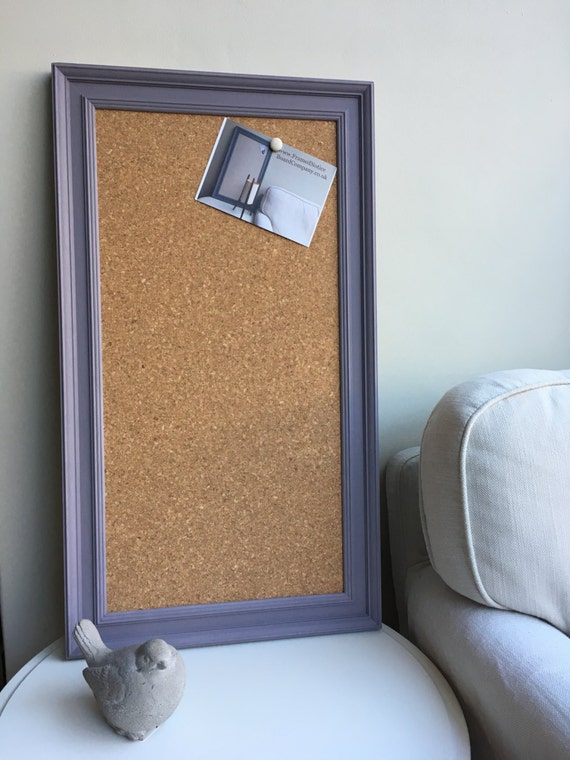 Large Memo Board. A purple pin board with frame painted in Etsy