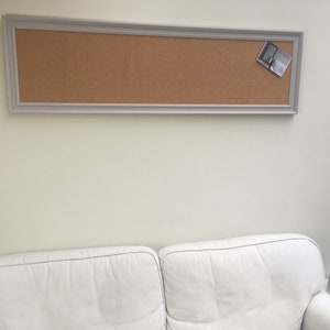 Long Cork Notice Board - Framed Pinboard in 100 Colours - Memo for Kitchen or Office