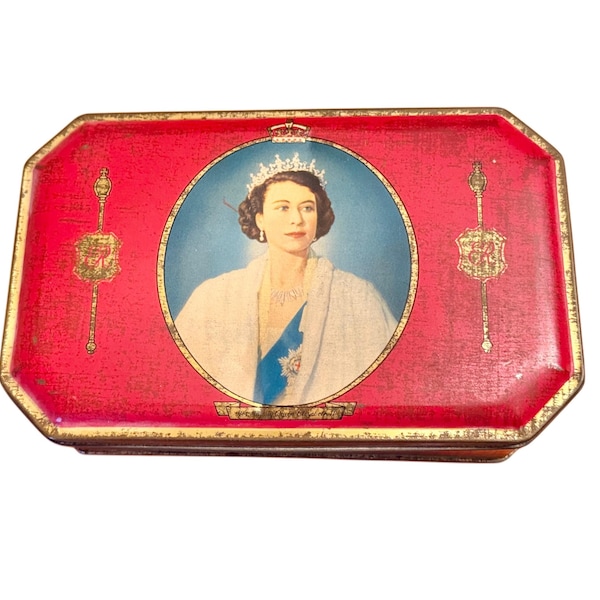 1953 Coronation Souvenir Tin | Queen Elizabeth II Benson\'s English Toffee Collectible