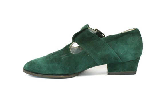 Vintage Green Forest Suede Shoes. European 36 - image 2