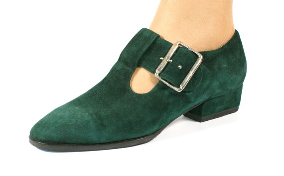 Vintage Green Forest Suede Shoes. European 36 - image 1