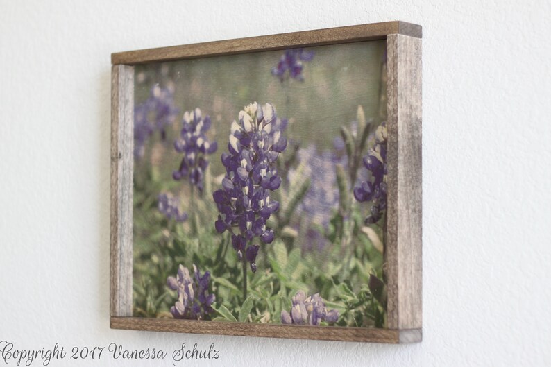 Framed Farmhouse Wood/metal Wall Art Lupine Wildflowers