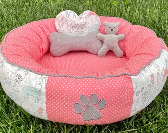 Round Donut Dog Bed with Memory Foam Cushion