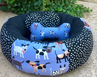 Round Donut Dog Bed: Cotton Pet Bed with Memory Foam Cushion