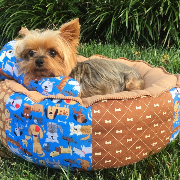 Round Donut Dog Bed with Memory Foam Cushion, Small Dog Bed, Pet Bed,