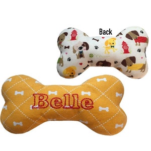 Monogrammed Dog Bone Toy for Teacup Dog / Puppy with Squeaker