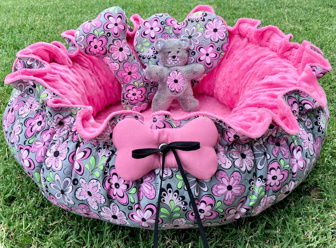 Drawstring Small Pet Bed: Memory Foam Cushion & Decorative Pillows - Etsy