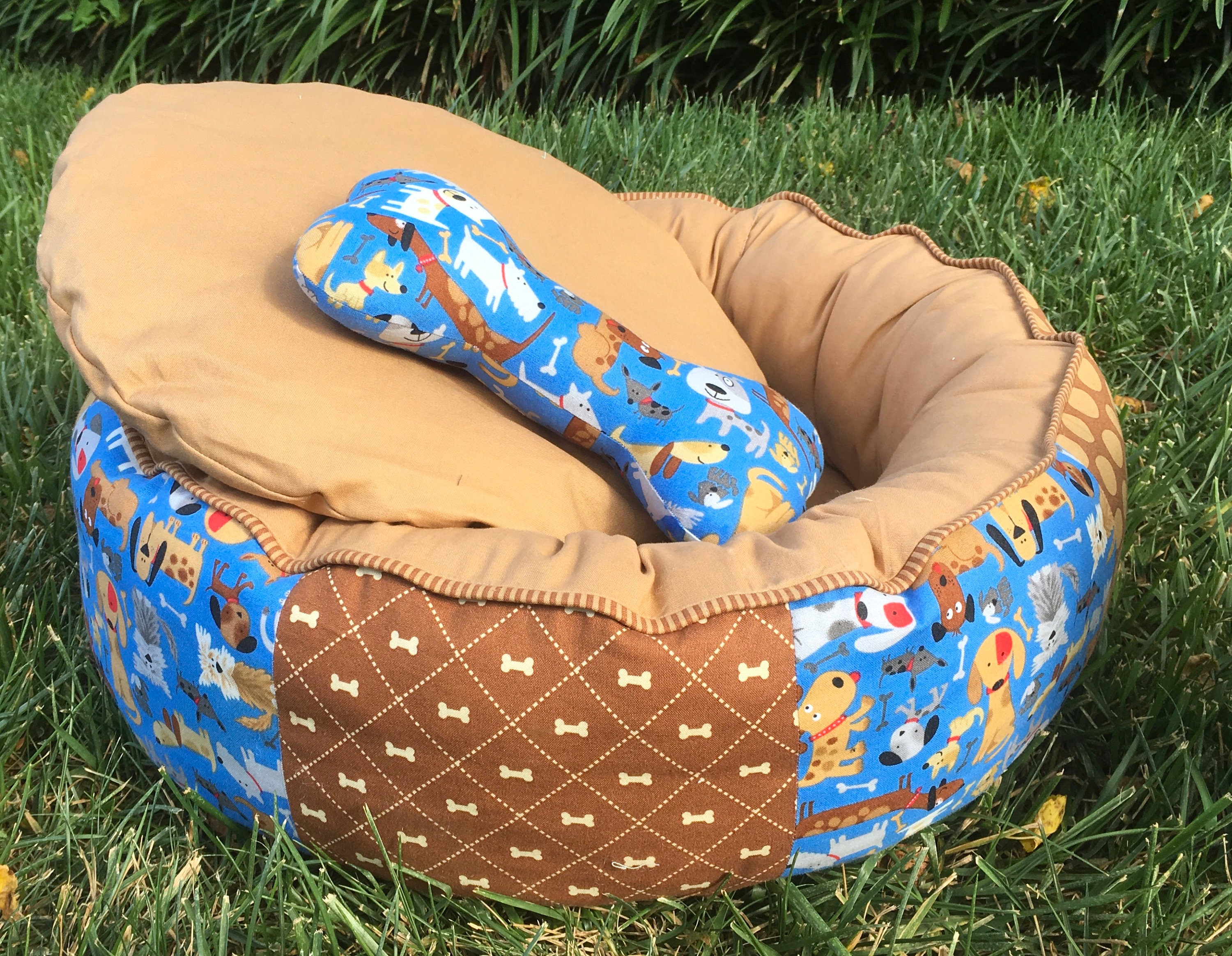 Round Donut Dog Bed With Memory Foam Cushion Small Dog Bed Etsy