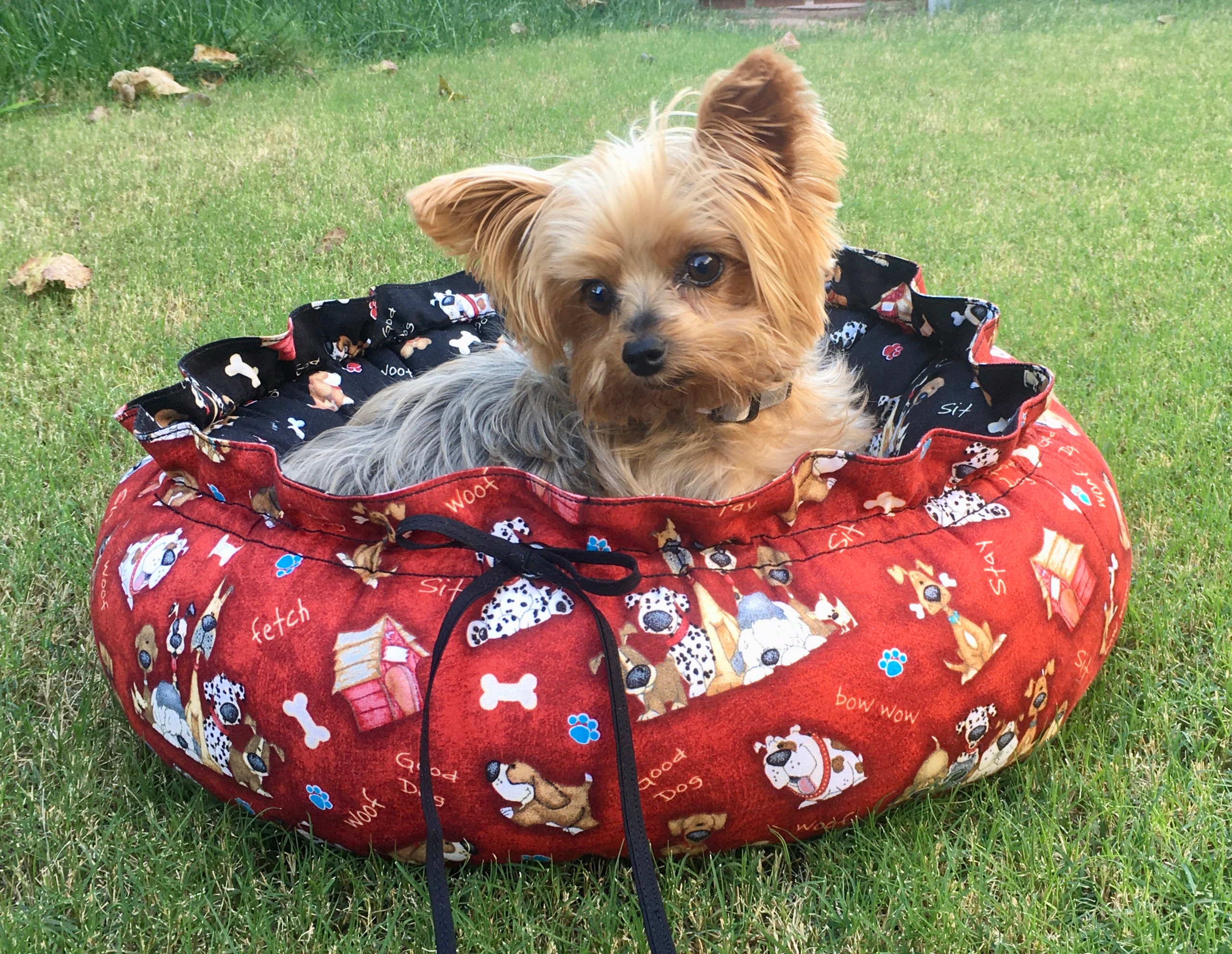 Drawstringstyle Dog Bed With Memory Foam Cushion Pet Bed Etsy