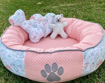 Round Donut Dog Bed with Memory Foam Cushion