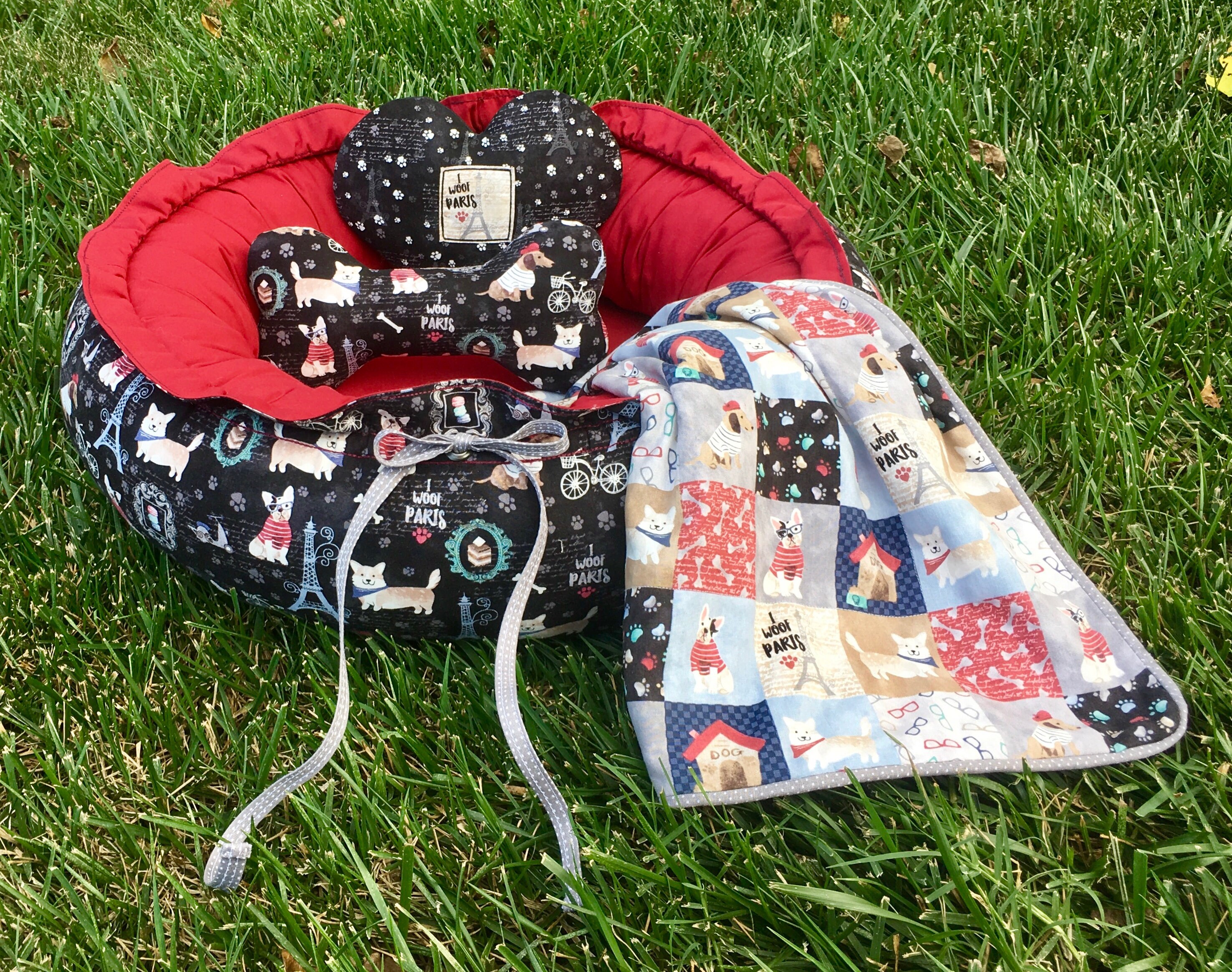 Bed & Blanket Combo Dog Bed with Drawstring and Memory Foam Etsy