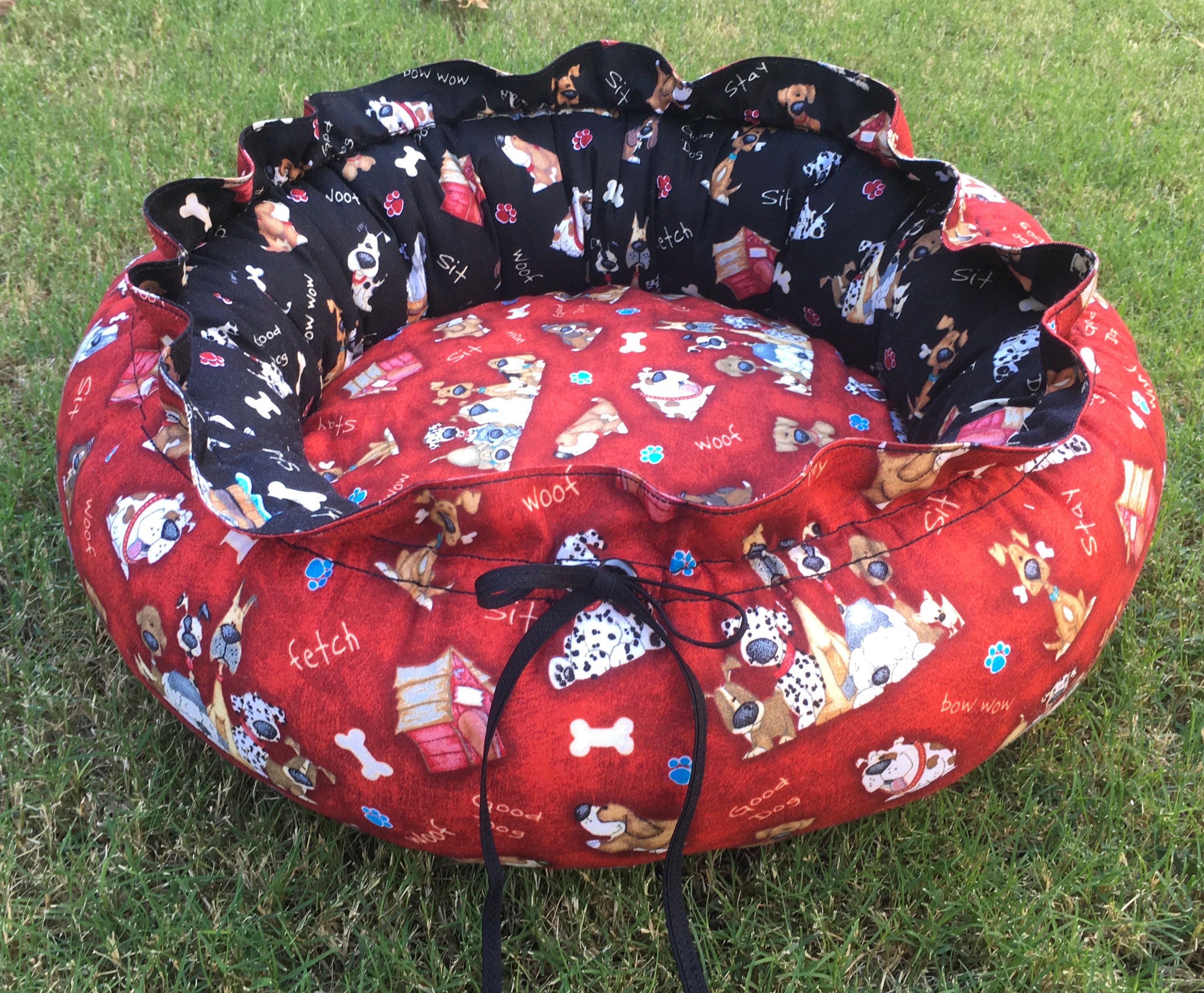 Drawstringstyle Dog Bed With Memory Foam Cushion Pet Bed Etsy