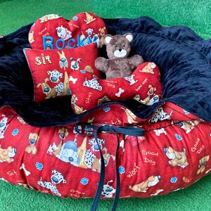 Drawstring-Style Dog Bed with Memory Foam Cushion and Decorative Pillow,  Pet Bed, Teacup Bed, Small Dog Bed, Dog Bed