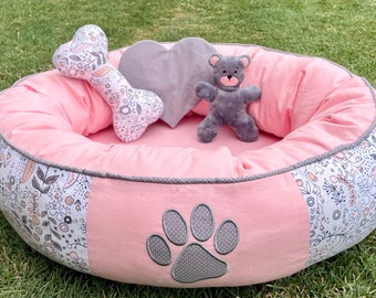 Round Donut Dog Bed with Memory Foam Cushion
