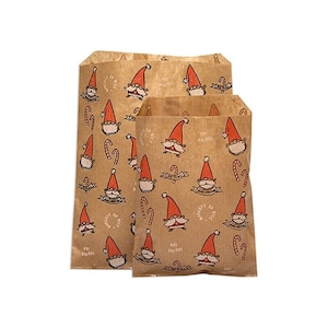 Sacchetti regalo Smiling Santa Gonk, sacchetti di carta Kraft, 2 misure, varie quantità, regali di Natale, sacchetti ecologici in carta Kraft, sacchetti per feste