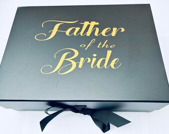 Father of the Bride Gift Box: Black Keepsake, Magnetic Closure