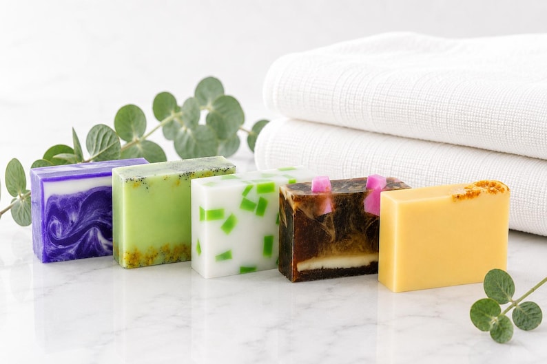 Confezione regalo di saponi vegani artigianali / Scegli tra 3, 5 o 8 saponette / Regalo senza plastica 5 soaps