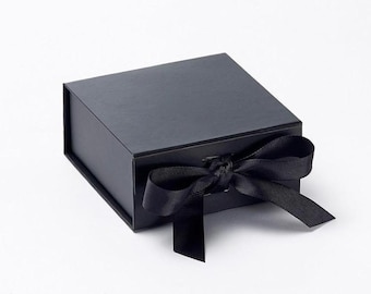 Kleine schwarze Geschenkbox, plus zerrissenes Taschentuch, Schmuckkästchen, Brautjungferngeschenk, Brautgeschenkbox, schwarze Luxusgeschenkbox, Geschenkbox für Hochzeitsbevorzugungen