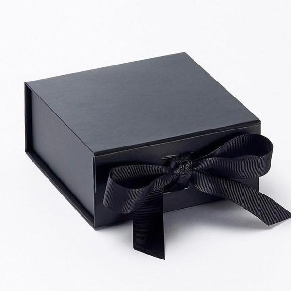 Small Black Gift Box, Plus Shredded Tissue, Jewellery Box, Bridesmaid Gift, Bride Gift Box, Black Luxury Gift Box, Wedding Favour Gift Box