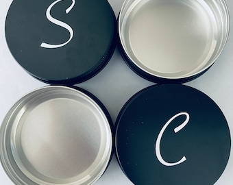 Latas de champú etiquetadas: juego de latas de viaje de aluminio plateado o negro