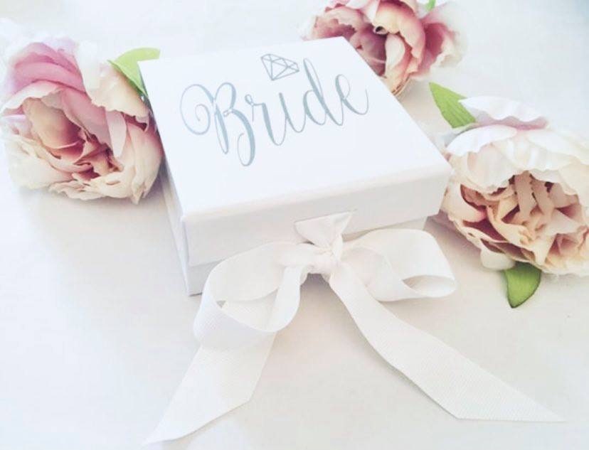 Bride Gift Box: Small White Keepsake Box with Grosgrain Ribbon