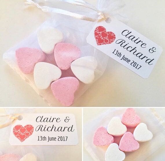 Personalised Wedding Favours Bath Heart Bags Bath Fizzers Etsy