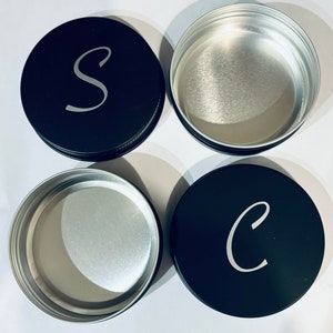 Labelled Shampoo Bar Tins, Silver or Black Tins, Soap Storage Tin, Travel Tin, Aluminium Tin Storage, Eco Friendly, Environmentally Friendly Black tins silv font