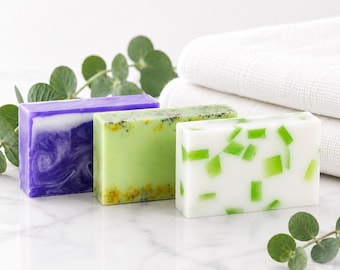 Umweltfreundliches Seifen-Set | Handgemachtes veganes Seifen-Geschenkset | 3, 5 oder 8 Seifen zur Auswahl | Selbst zusammenstellen oder Überraschungspaket | Plastikfreies Geschenk