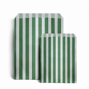 Sacchetti di carta a strisce verdi e bianche per caramelle, 2 misure, varie quantità, sacchetti di carta ecologici, sacchetti per feste, sacchetti per dolci, sacchetti per dolcetti