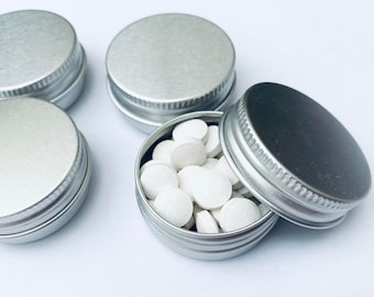 15mls Silver or Black Round Tin, Overnight Pill Case, Pill Tin, Toothpaste Tablets Tin, Aluminium Storage Tin, Eco Friendly, Lip Balm Tin