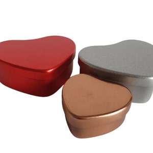 Heart Shaped Tins, 2 Sizes, Red Heart Tin, Silver Heart Tin, Rose Gold Heart Tin, Pill Tin, Party Favour Tin, Mints Tin, Valentine's Day Tin