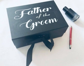 Father of the Groom, Father of the Bride, Luxury Gift Box, Black Keepsake Box, Luxury Gift Box, Wedding Gift, Memory Box, Wedding Keepsakes